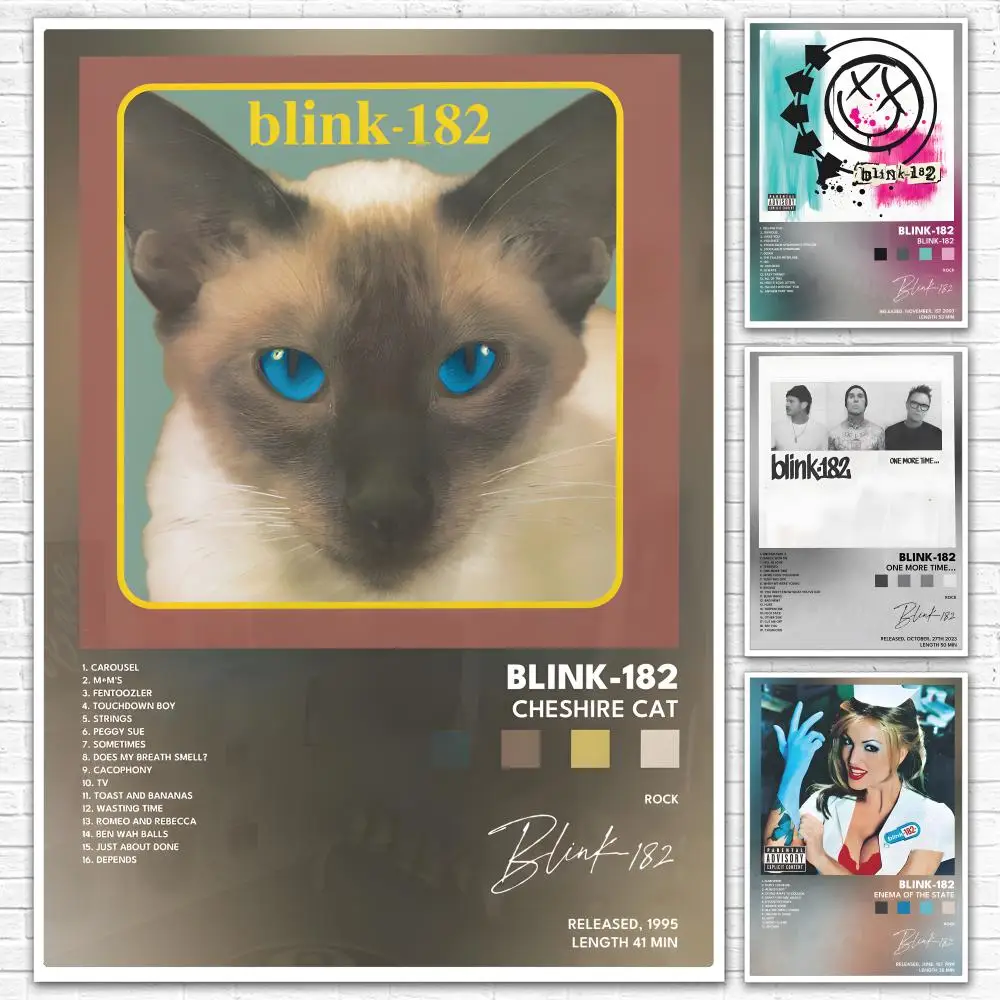 Pop Punk Band B-Blink 182 Poster All-match HD Waterproof Self-Adhesive Wall Art Sticker For Home Bedroom