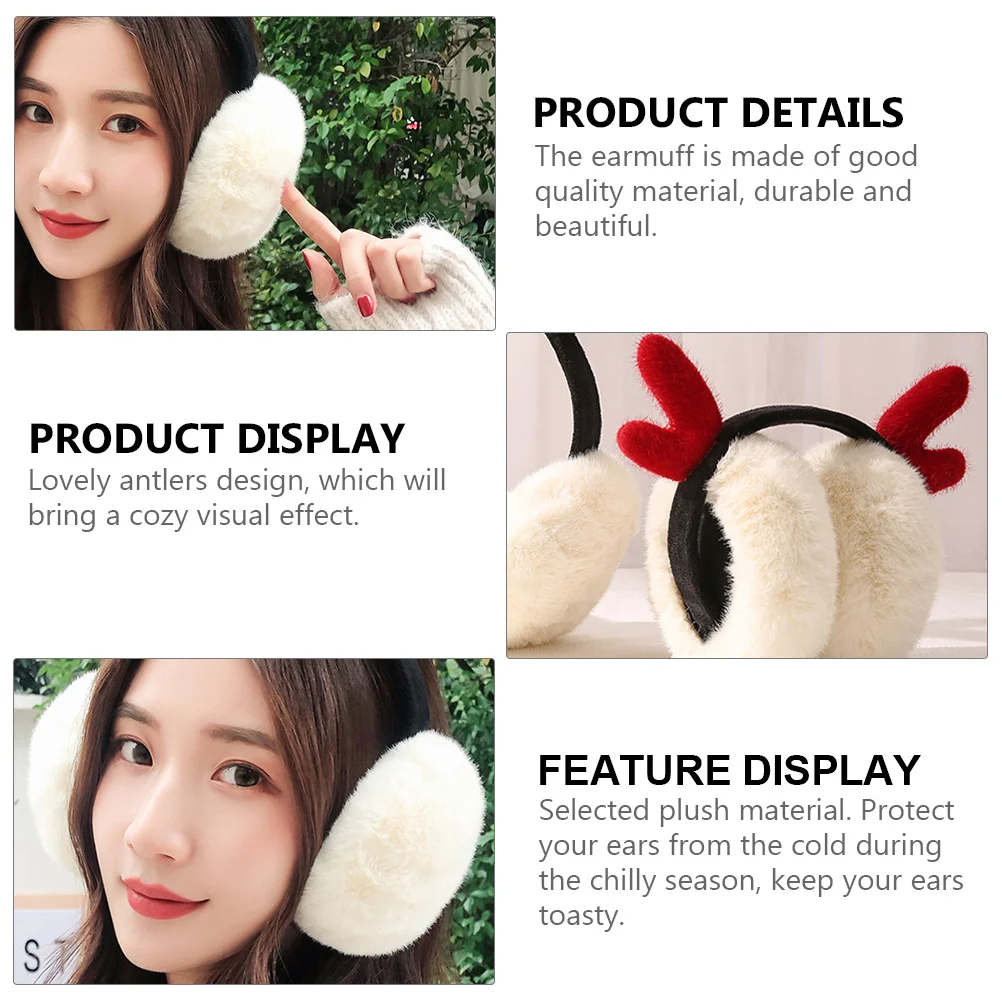 

1pc Winter Earmuffs Antler Design Warm Ear Covers For Kids Adults Adjustable Outdoor Skiing Snowboarding Ear Muffs Gear