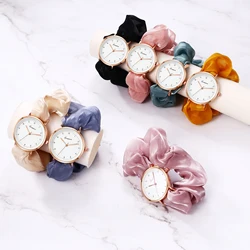 Lancardo Classic Elastic Scrunchie Strap Women Girl Simple Quartz Wristwatch Students Bracelet Watch Christmas Gift Female Clock