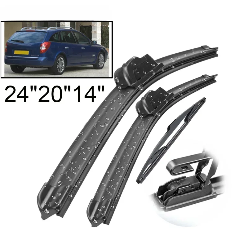 Car Wiper Front & Rear Wiper Blades Set For Renault Laguna 2 Estate Combi 2001 - 2007 Windshield Windscreen Window 24\