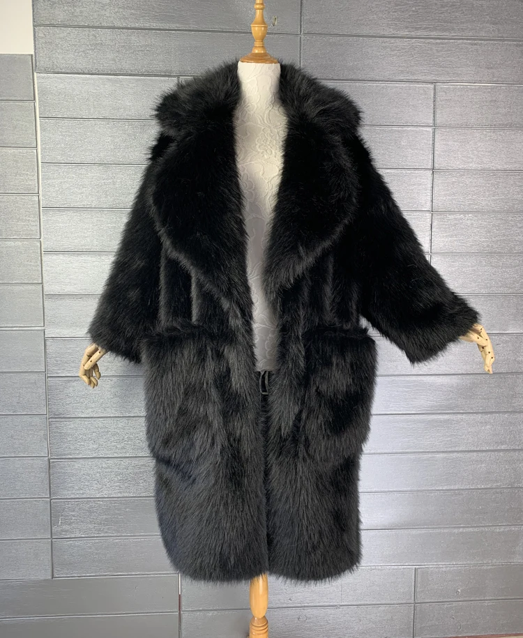 Lautaro Winter Long Oversized Pink Thick Warm Soft Shaggy Fluffy Faux Fur Coat Women Pockets Lapel Loose Sweet Cute Fashion 2022
