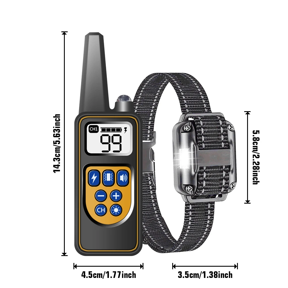 Dog Training Collar with Remote, Waterproof Shock Collar, Rechargeable, Small, Medium, Large Dogs, Beep