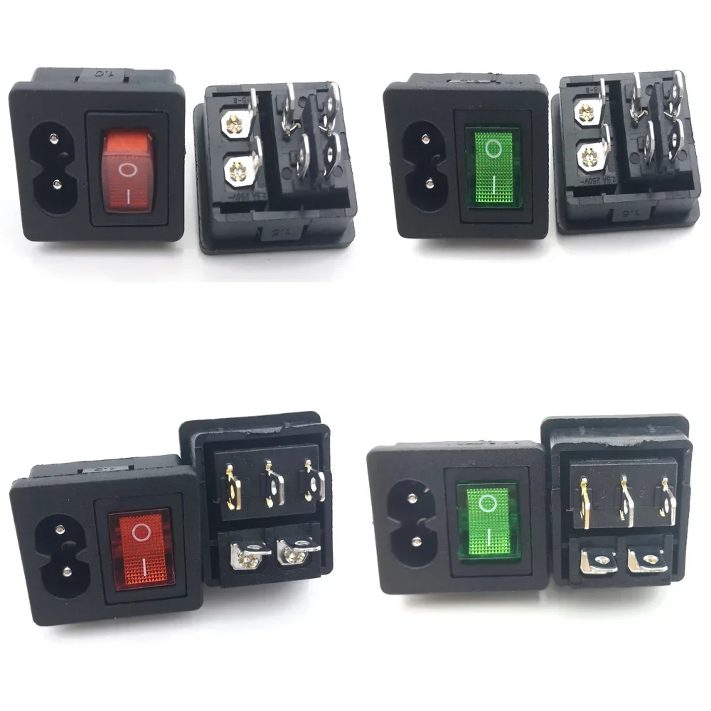 ﻿ Red Rocker Switch Fused Inlet Power Socket Fuse Switch Connector Plug Connectors Dielectric Intensity 250V 20A 500W AC