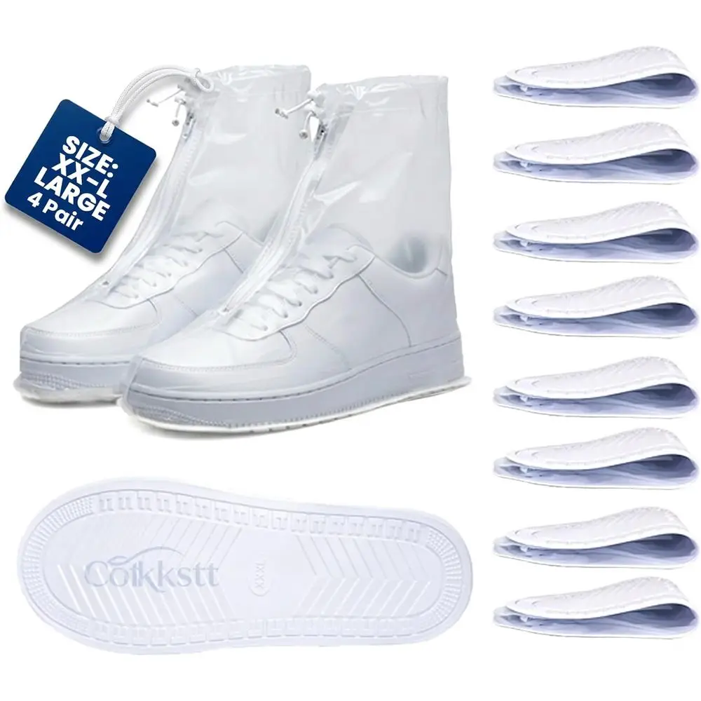 4 pares de cubrezapatos reutilizables impermeables para la lluvia, cubrezapatos antideslizantes para mujeres y hombres