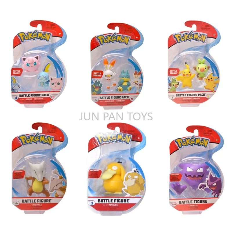 Pokemon Battle Figure Packs Grookey Pikachu Sobble Jigglypuff Haunter Marowak Psyduck Munchlax Scorbunny Mini Figure Kid Toy 1pc