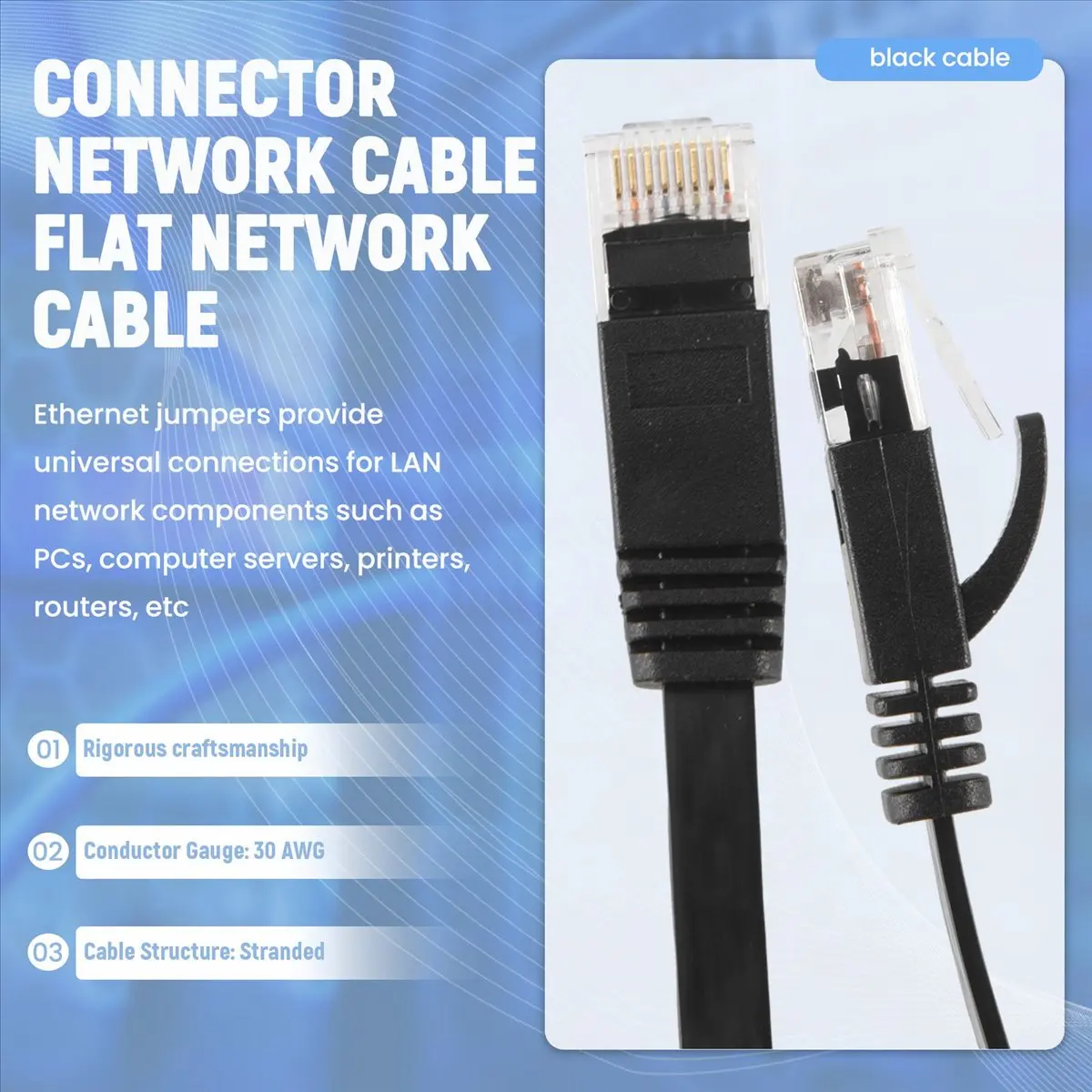【A75T】 6 Pcs 1 Ft Flat Internet Network Cable Solid Cat6 High Speed Patch Lan Wire With Snagless Rj45 Connectors
