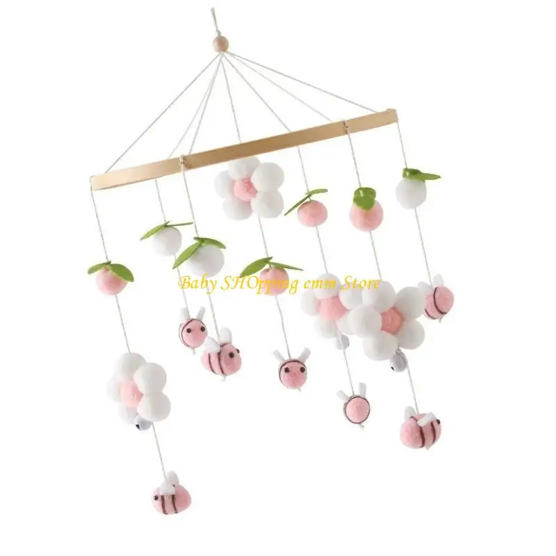 23GD Robus Holzbaby Krippe Mobile Kindergarten Hängende Schlange mit Blumen Accessoire für Jungen und Mädchen Deckendekoration
