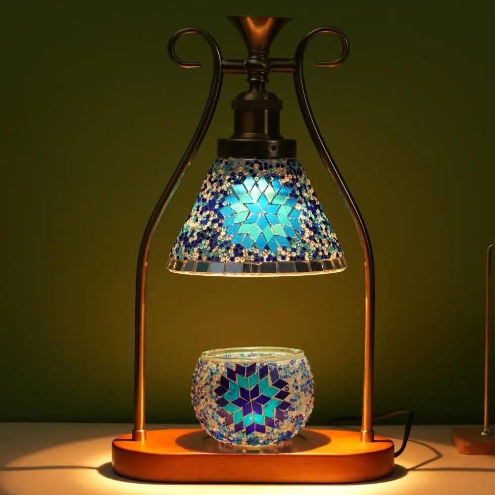 Turkish Table Lamp, Moroccan Mosaic Lamp, Wax Warmer, Antique Design, Adjustable Brightness, Suitable for Home Decor Store