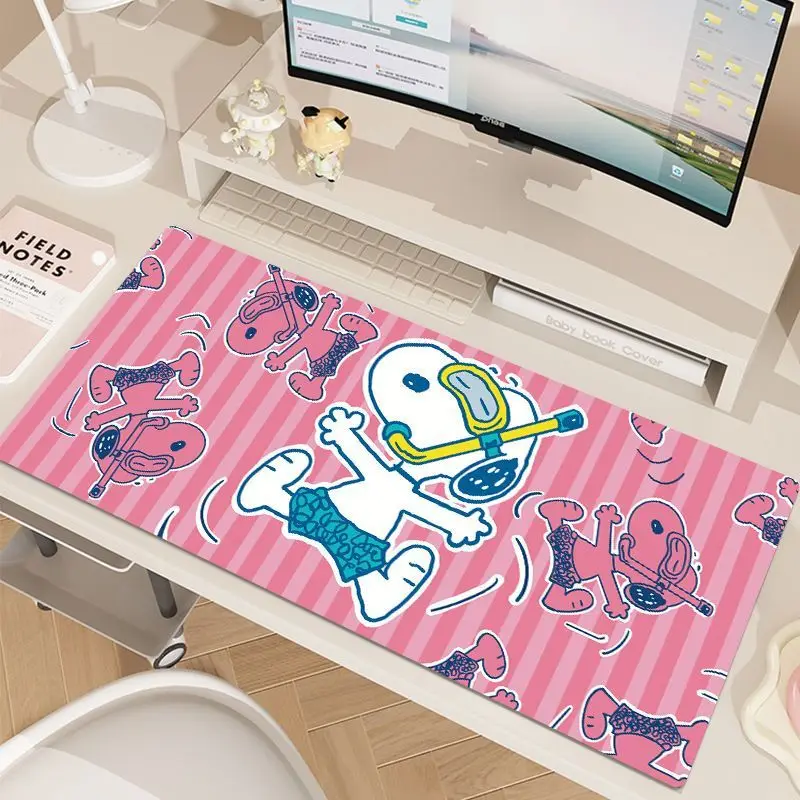 

Leather Protected Desktop PPink Checkered Swimsuit Snoopy Anti Slip Mouse Pad Creative Esports Game Keyboard Pad Office Desk Pad