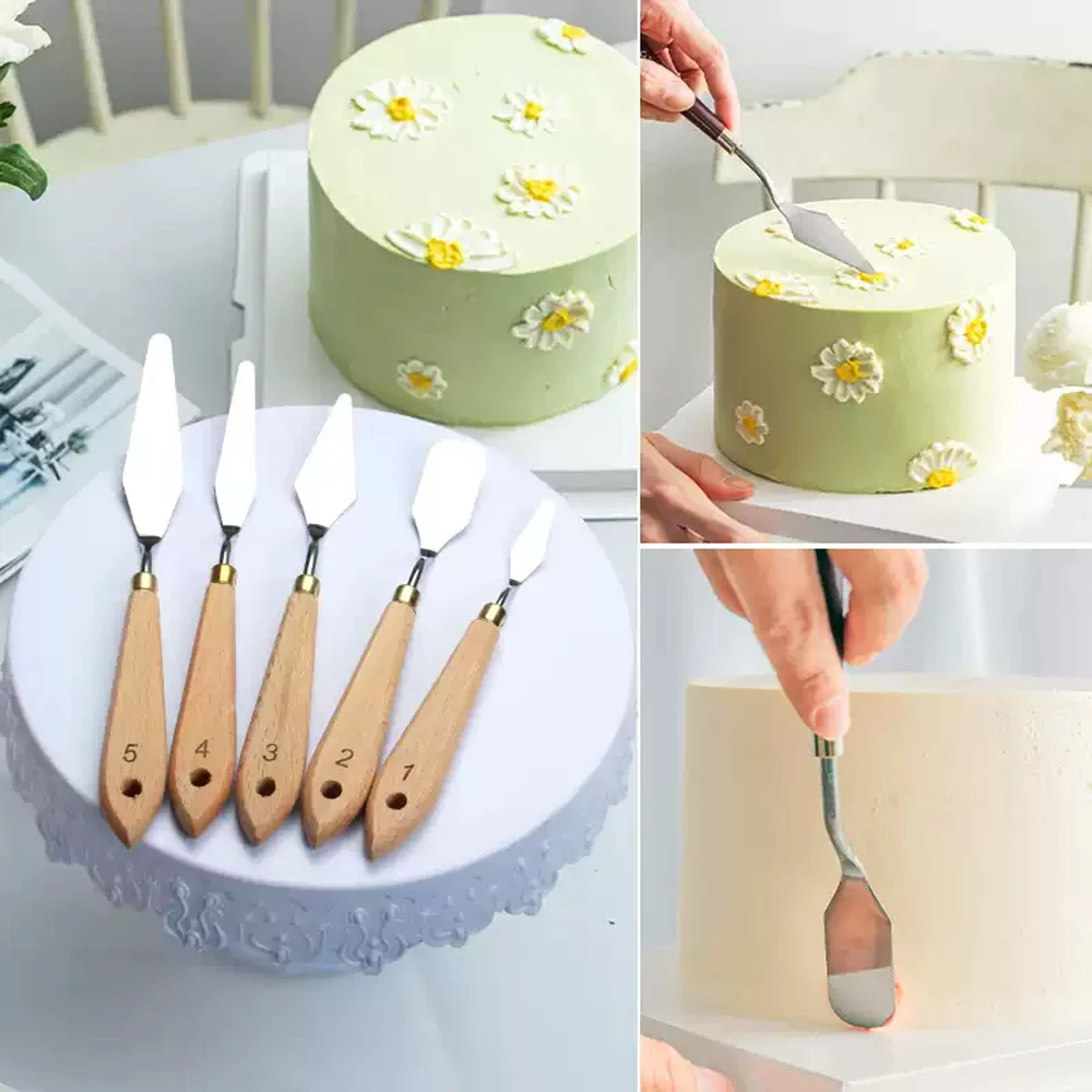 

7Pcs/set Stainless Steel Fondant Cake Spatula Cream Mixing Scraper Oil Painting Shovel Baking Pastry Tools Kitchen Accessories