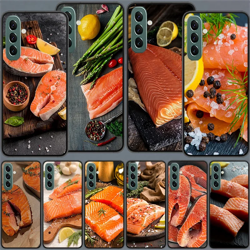 Salmon Sashimi Phone Case For Samsung A16 A26 A36 A56 Galaxy A17 A12 A52S A13 A23 A33 A53 A22 A32 A02S A03S A42 A72 A73 A9 A8 A7