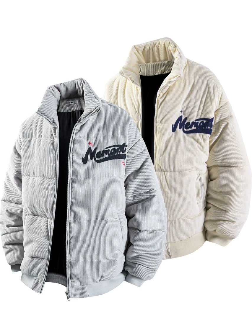 

Warm Cotton Jaet American Corduroy Embroidered Fce Lined Loose Winter Outerwear for Men And Women Trendy Brand Youth