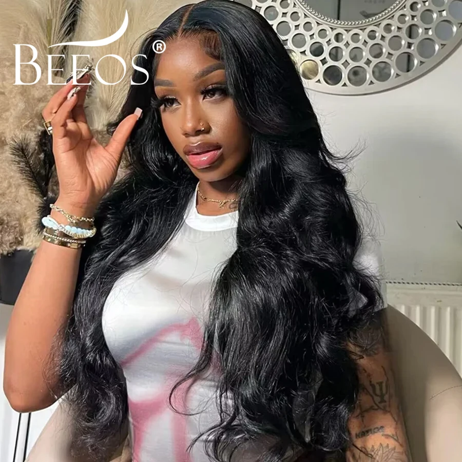 # 1 Wig Rambut Manusia Jet Black Body Wave 13X6 HD Lace Full Frontal Wig Ultra Fitted Rambut Manusia 100% Quick Weave Wig Wig Berwarna