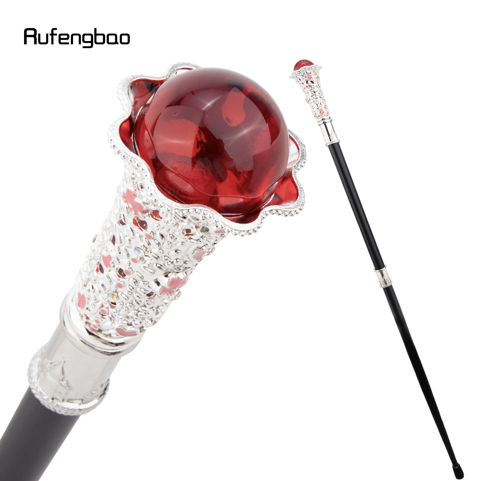 Red Ball White Flower Walking Stick Crosier Decorative Cane for Halloween for Cosplay and Parties, for Cosplay & Party 96cm