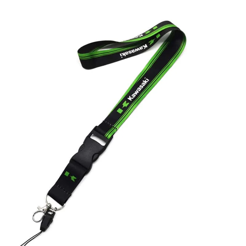 2025 جديد كاواساكي دراجة نارية المفاتيح الرقبة ارتداء بطاقة الهوية تمرير الحبل الأسود النايلون طويل كيرينغ الشريط مفتاح العلامة الزينة