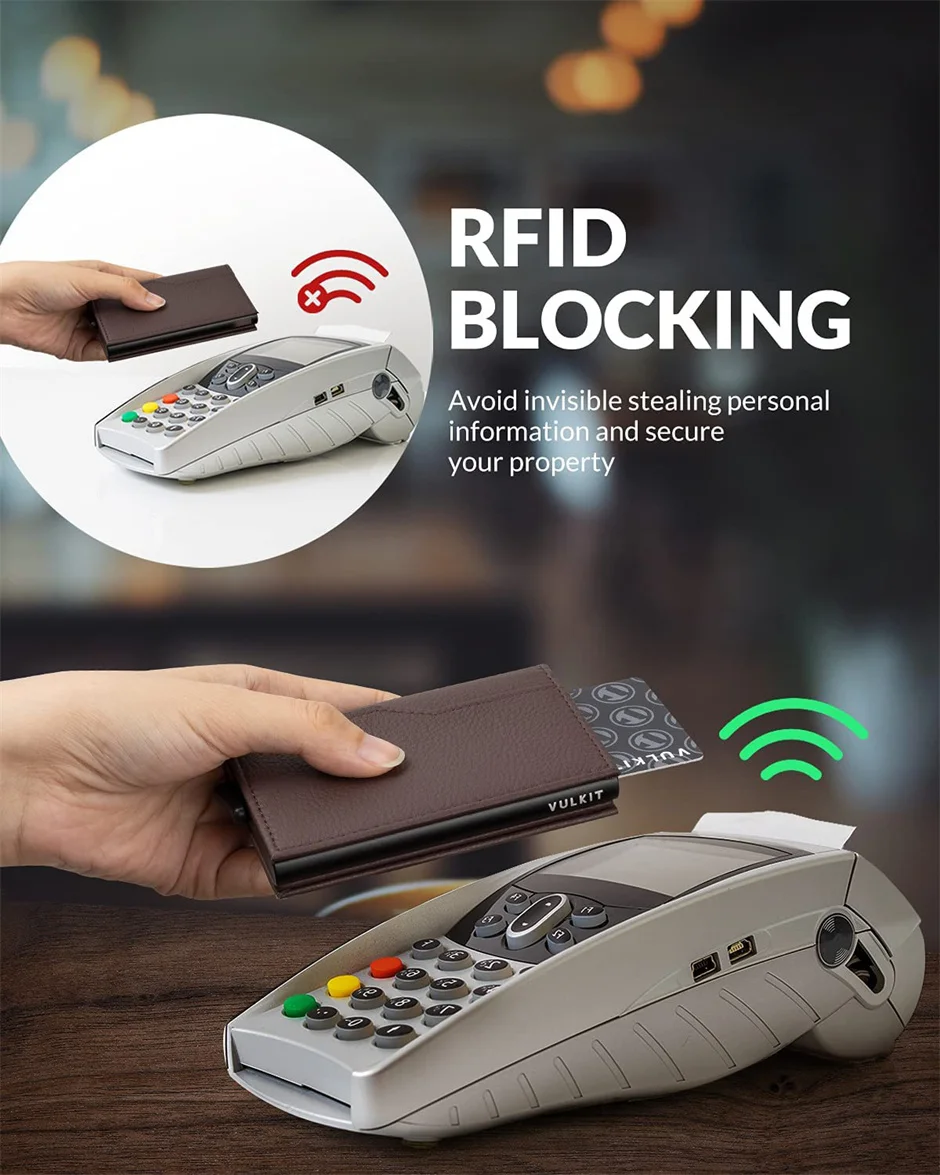 Business Credit Card Rfid Smart Gnuine Leather Mini Metal Wallet Holder for Men Women Id Badge Case Carteira Masculina Luxury - Image 5