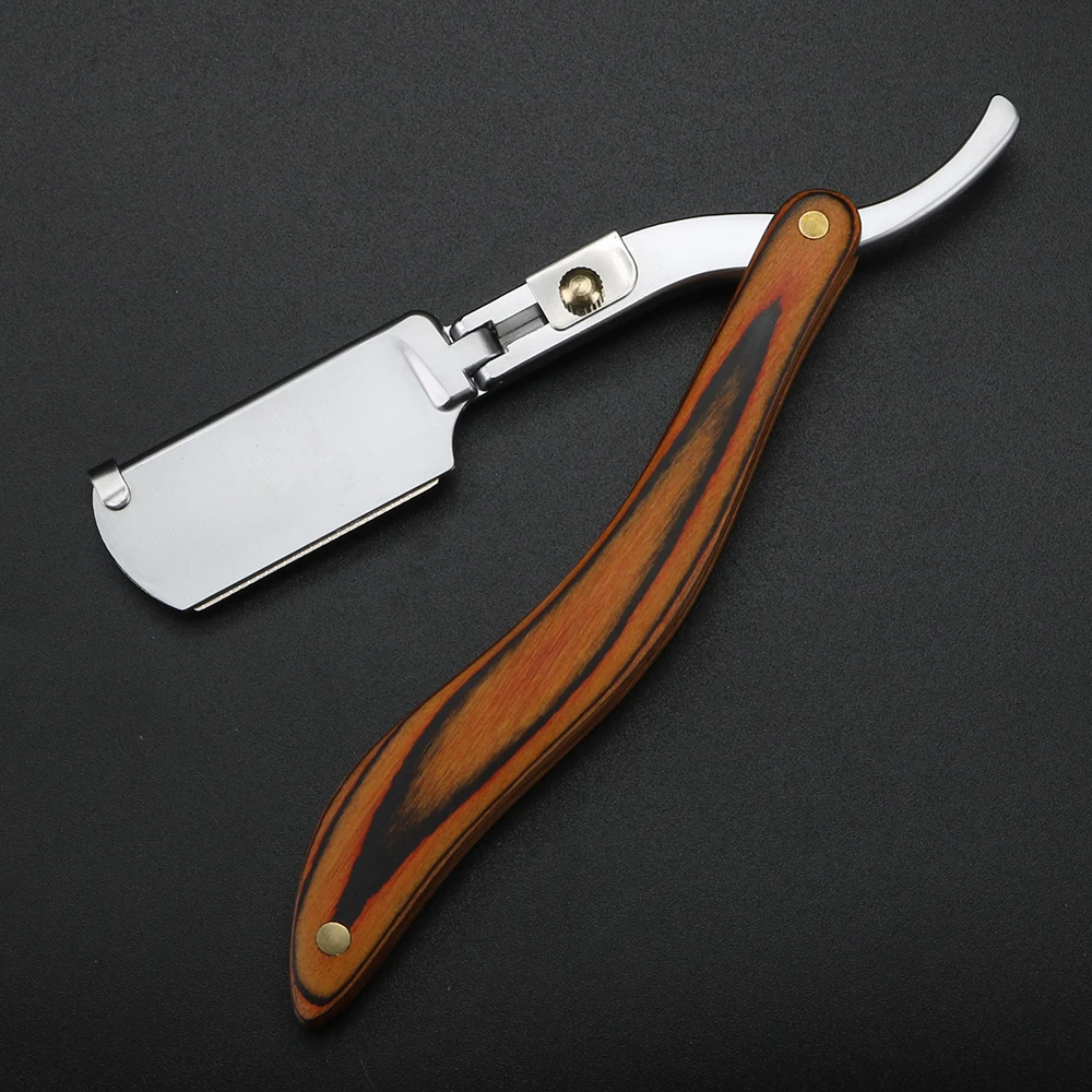 Safety Anti-Cutting Manual Razor, Professional Straight-Edge Stainless Steel, Sharp Barber Folding Razor for Shaving