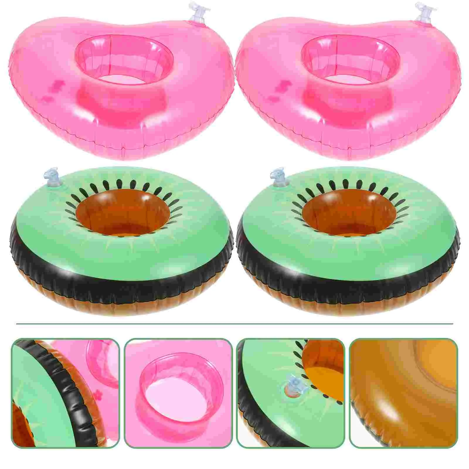 Portavasos inflable para bebidas, decoración flotante, fácil almacenamiento, para Fiesta EN LA Piscina, colores surtidos, 4 Uds.