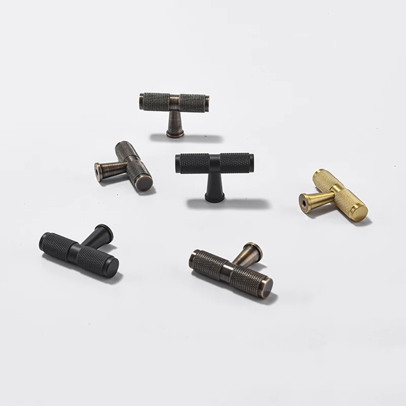 

HOT 10PCS Solid Brass Knurled T-Bar Furniture Pulls Handles Drawer Pulls Cupboard Wardrobe Closet Dresser TV Cabinet Pulls Knobs