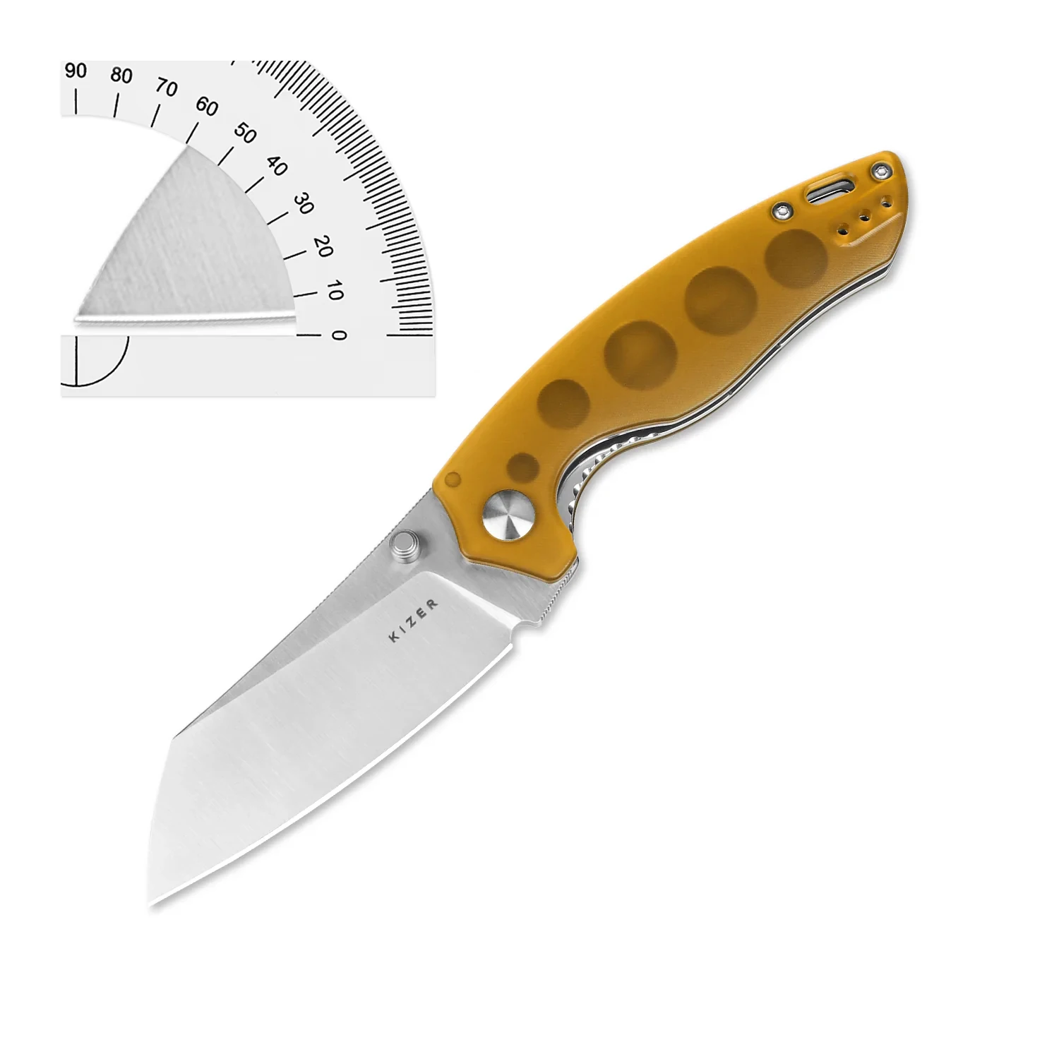 Kizer Folding Knife Towser K V4593C5/C6 2023 New Yellow Pei Handle Pocket Knife with 154CM Steel Blade EDC Knife