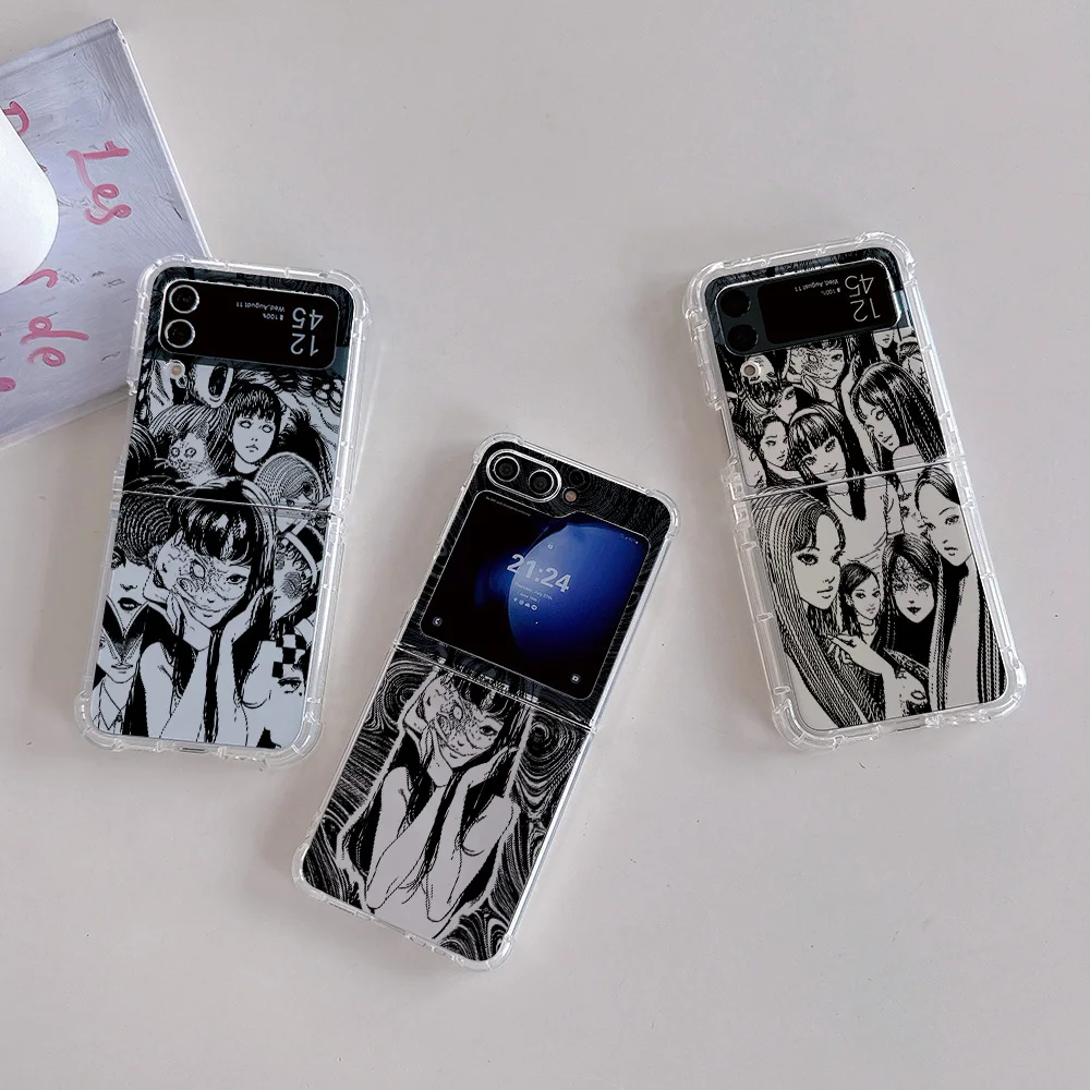 Junji Ito horror comics Tomie Manga Custodia per telefono per Samsung Galaxy Z Flip 3 4 Z Flip 5 6 Z Fold 4 5G PC Cover posteriore morbida anticaduta