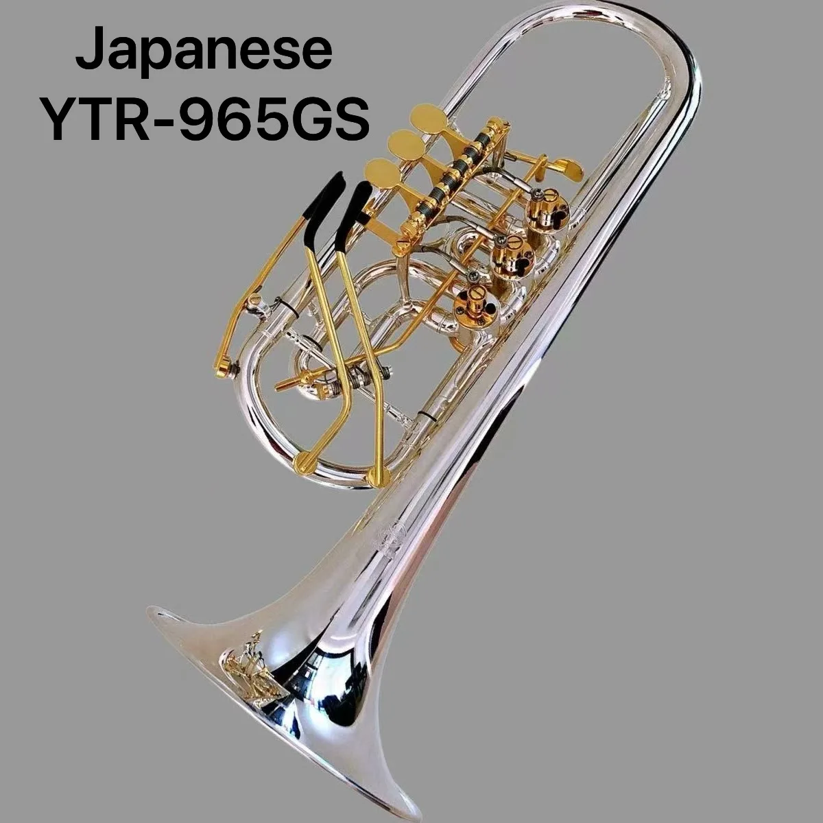 Placa Plana Plateada Fabricada en Japón B ♭ Trompeta con Pistón de Válvula Dorada, Instrumento de Alta Gama, Excelente Rendimiento