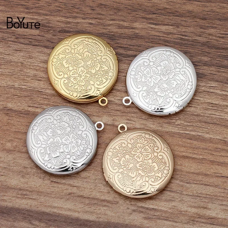 BoYuTe (10 Pieces/Lot) 31*6MM Round Shaped Metal Brass Lockets Diy Floating Photo Locket Pendant Charms