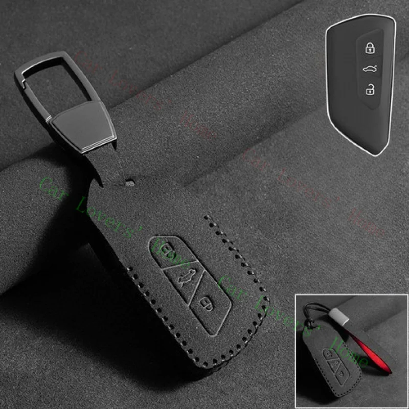

A++Suede Leather Car Key Case Cover For VW ID.3 ID.4 Golf 8 Mk8 GTI GTD R Seat Leon