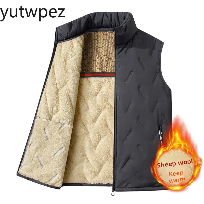 Lambswool Lined Warm Padded Waistcoat Outdoor Hiking Climbing Running Sports Casual Outerwear Graphene Heating Men's Winter Vest