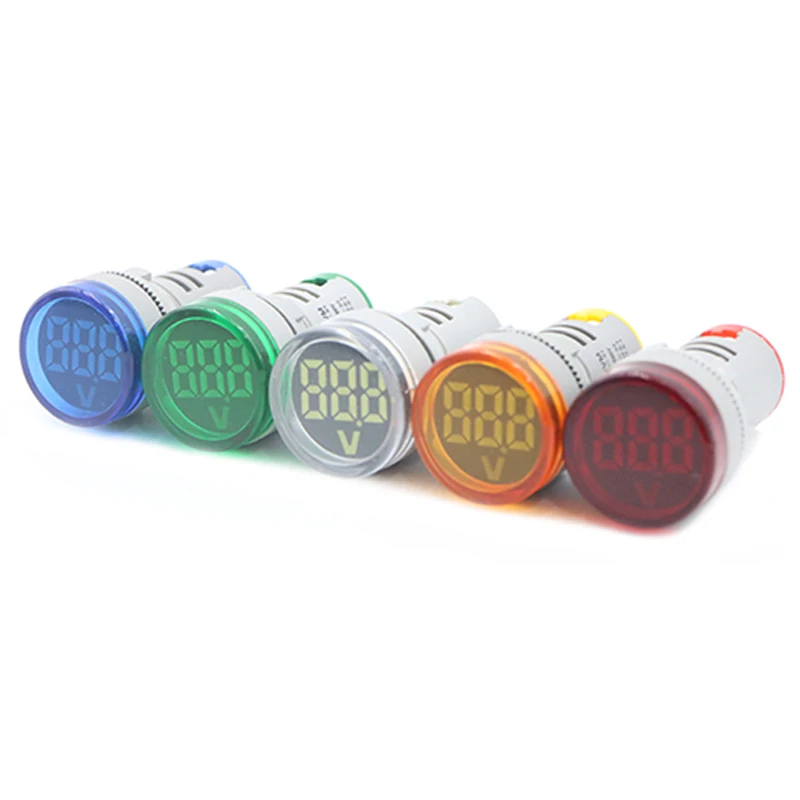 22mm Round Mini Digital Voltmeter AC 50-500V LED Display Voltage Tester for DIY Installation Power Monitor AD16-22VM