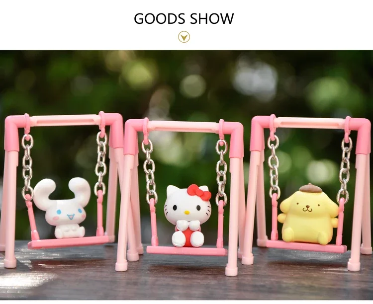 سانريو غاشابون تويز مرحبا كيتي سينامورول بلدي ميلودي بوم بورين الكرتون سوينغ عمل أرقام زينة حلية هدايا الاطفال