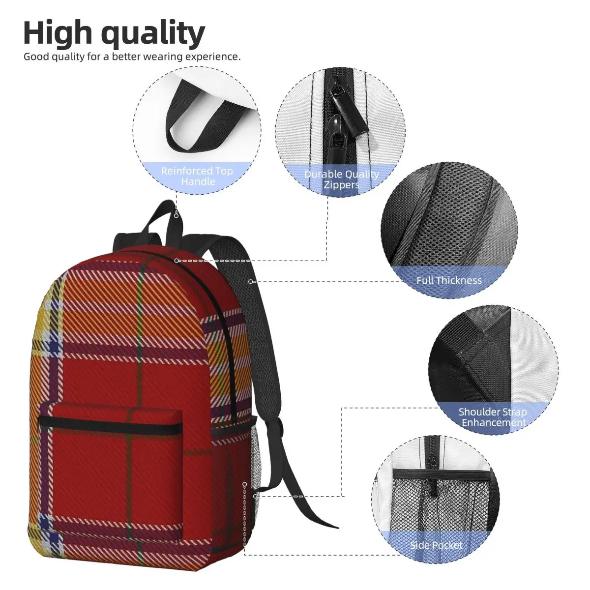 Clan Gibson Tartan Backpack Student BookBag Children School Bag Computer Shoulder Bags for Men Women