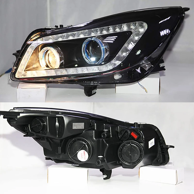 LED Angel Eyes Strip Headlight With Bi Xenon Projector Lens 2010 To 2013 Year For Buick Verano Regal Opel Insignia Double Color