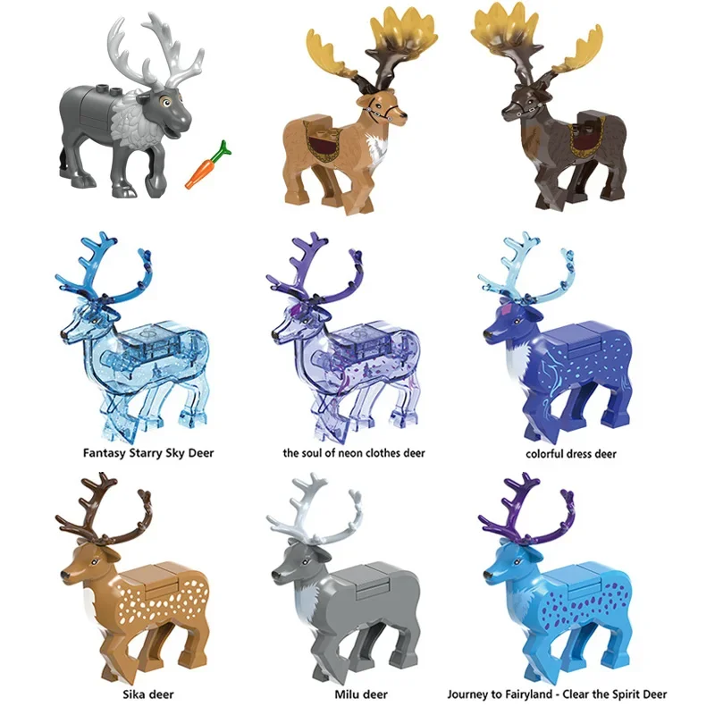 Animals Building Blocks Christmas Elk Reindeer Deer Figures Bricks Toys for Children Kids Xmas Toy Animals Block Christmas Gifts