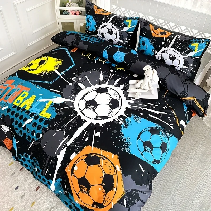 Anime Cartoon Sports Football Quilt Cover Set 1 Quilt Cover+2 Pillowcases High-definition Printing for Home and Dormitory