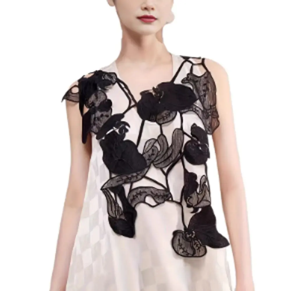 

High Waist Lace Midi Skirt Hollow Flower Tassels Embroidered Flower Lace Drawstring Skirt See Through Harajuku