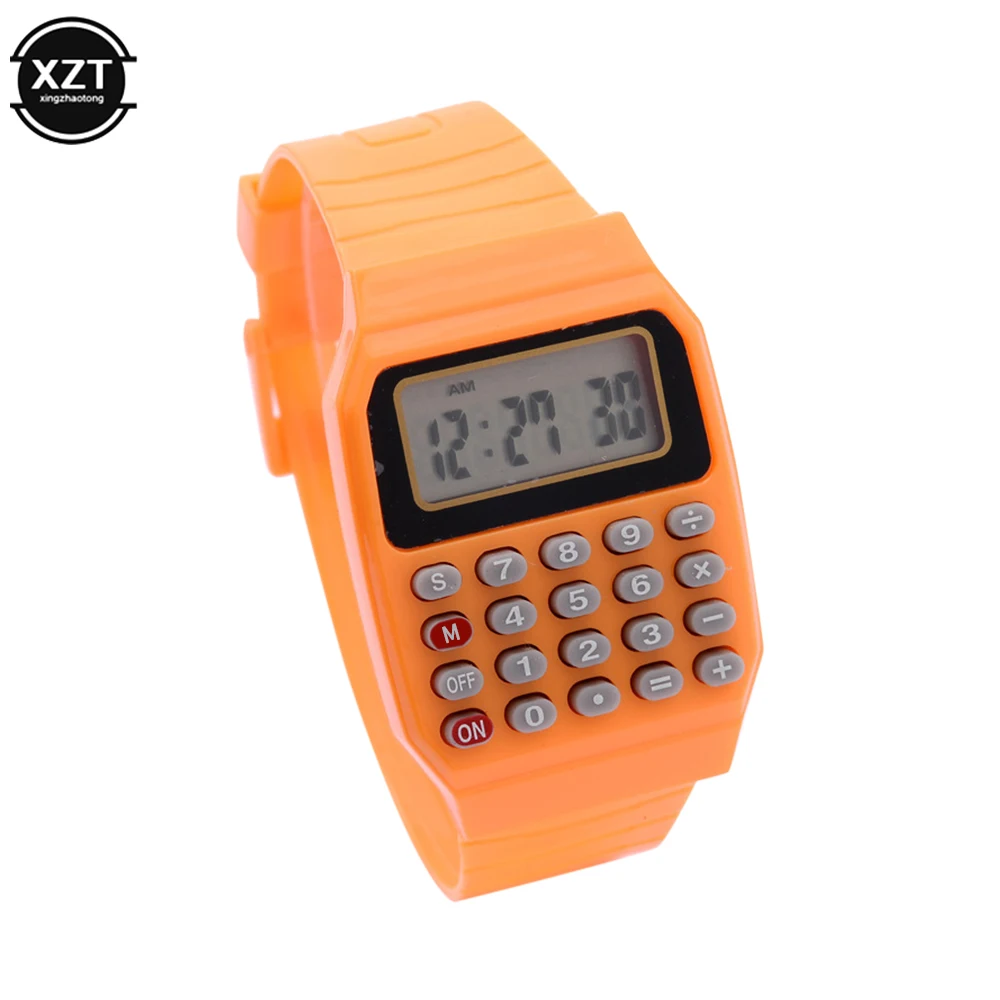 Calcolatrice elettronica per bambini Orologio da polso per computer in silicone Micro calcolatrice Data Orologio con tastiera creativa multiuso