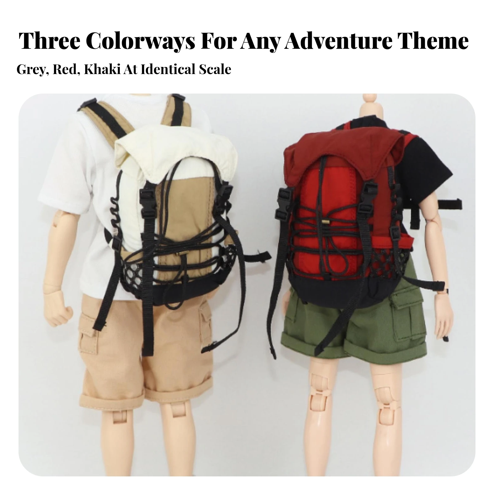 Action Figure Backpack Outdoor-Style Daypack Accessory Textured Rucksack Compact for Collectors, Toy Photography, Dioramas