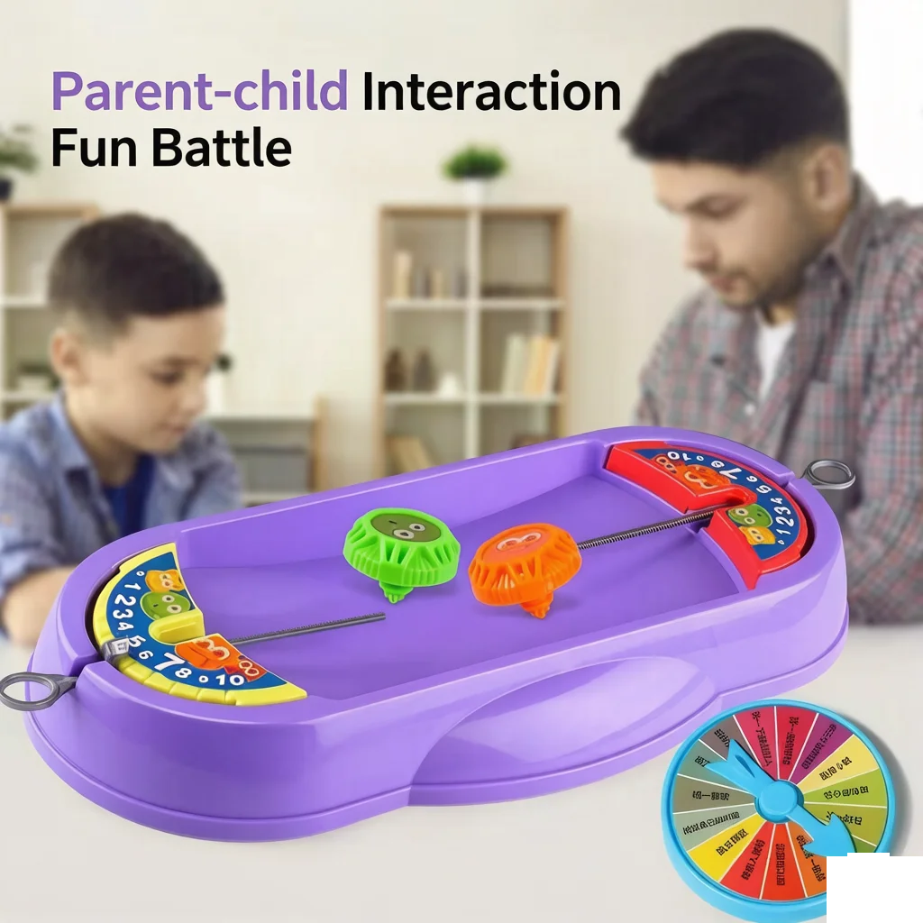 Abletop Battling Top Game Set Pull String Spinning Tops with Spinner Wheel, Interactive Family Battle Toy for Kids and Adults