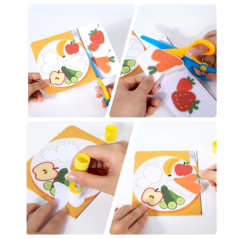 Children's Handmade Paper Cuttings Craft Kit DIY Paper Cutting Stickers Activity Toy Early Education Concentration Training Toy