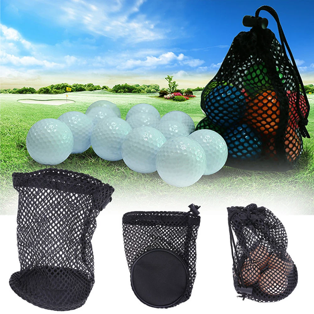 Accessories Black Sports Mesh Net 16/32/56 Ball Carrying Bag Drawstring Pouch Golf Ball Bags Golf Storege Bag Golf Mesh Bag