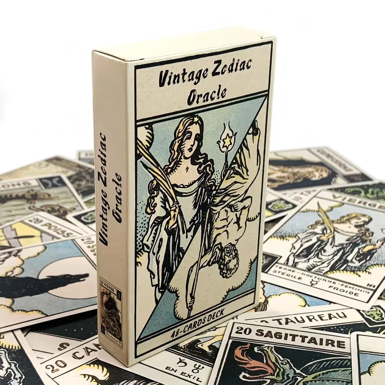 Cartes Oracle du zodiaque vintage, jeu de 48 cartes, jeu de divination classique, parfait pour la guidance spirituelle et les collectionneurs