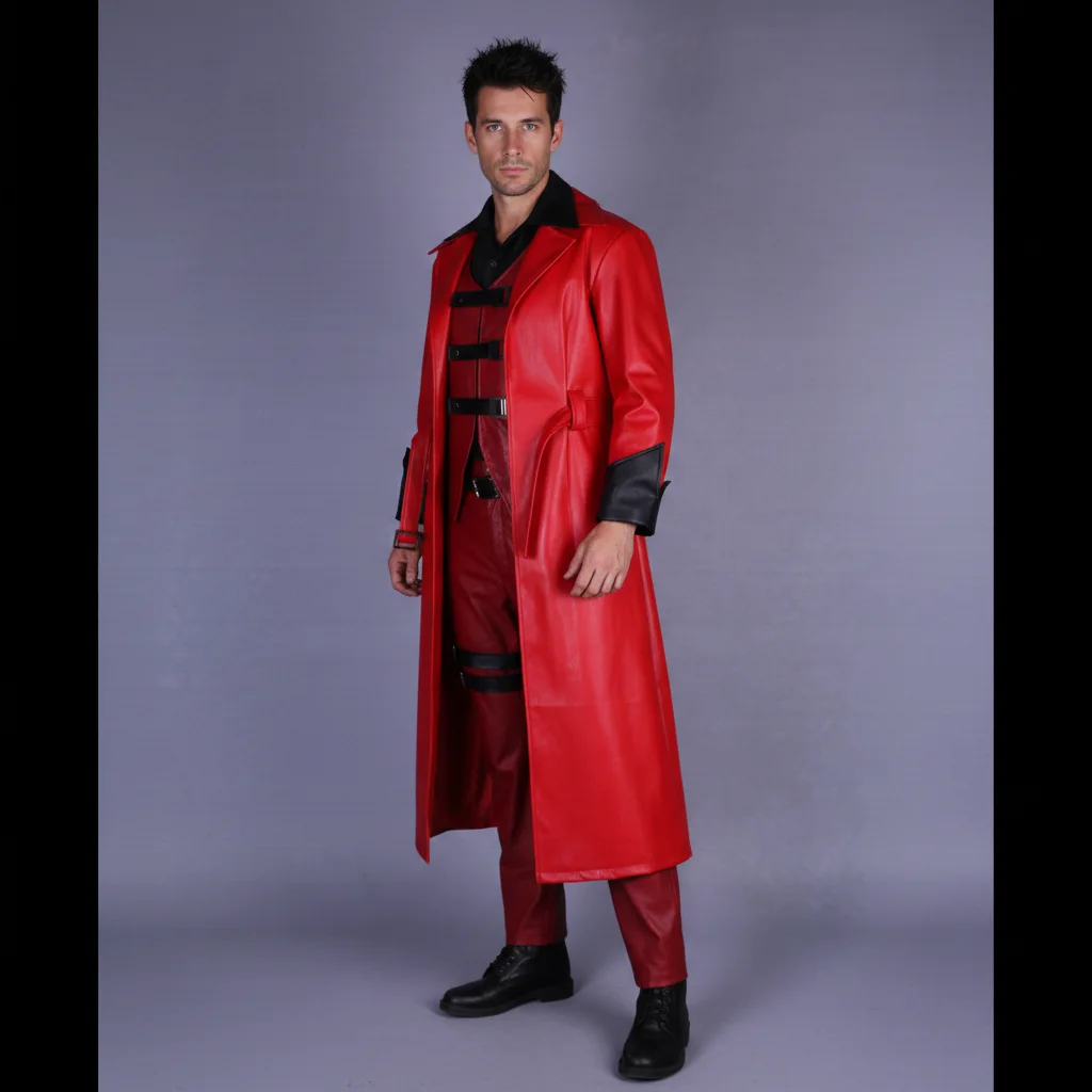 

《Customize》Anime DMC Dante Cosplay Cry ALL Red Suit Trench Coat Costume Mens Jacket Uniforms Halloween Suit