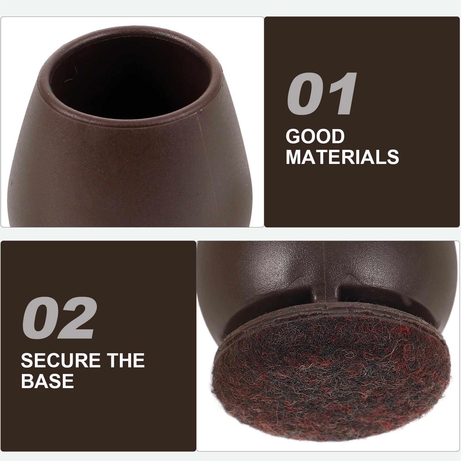 

8 Pcs Shock Absorbing Chair Leg Covers 15 Degree TPE Feet Protectors Brown Color Fits 20-28mm Chairs Desk Stool Dining Table Leg
