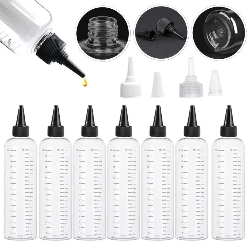 50Pcs 30ml/60ml/100ml/120ml/250ml Clear Plastic PET Empty Dropper Bottles Container For Tattoo Ink Color Pigment with Tops Caps