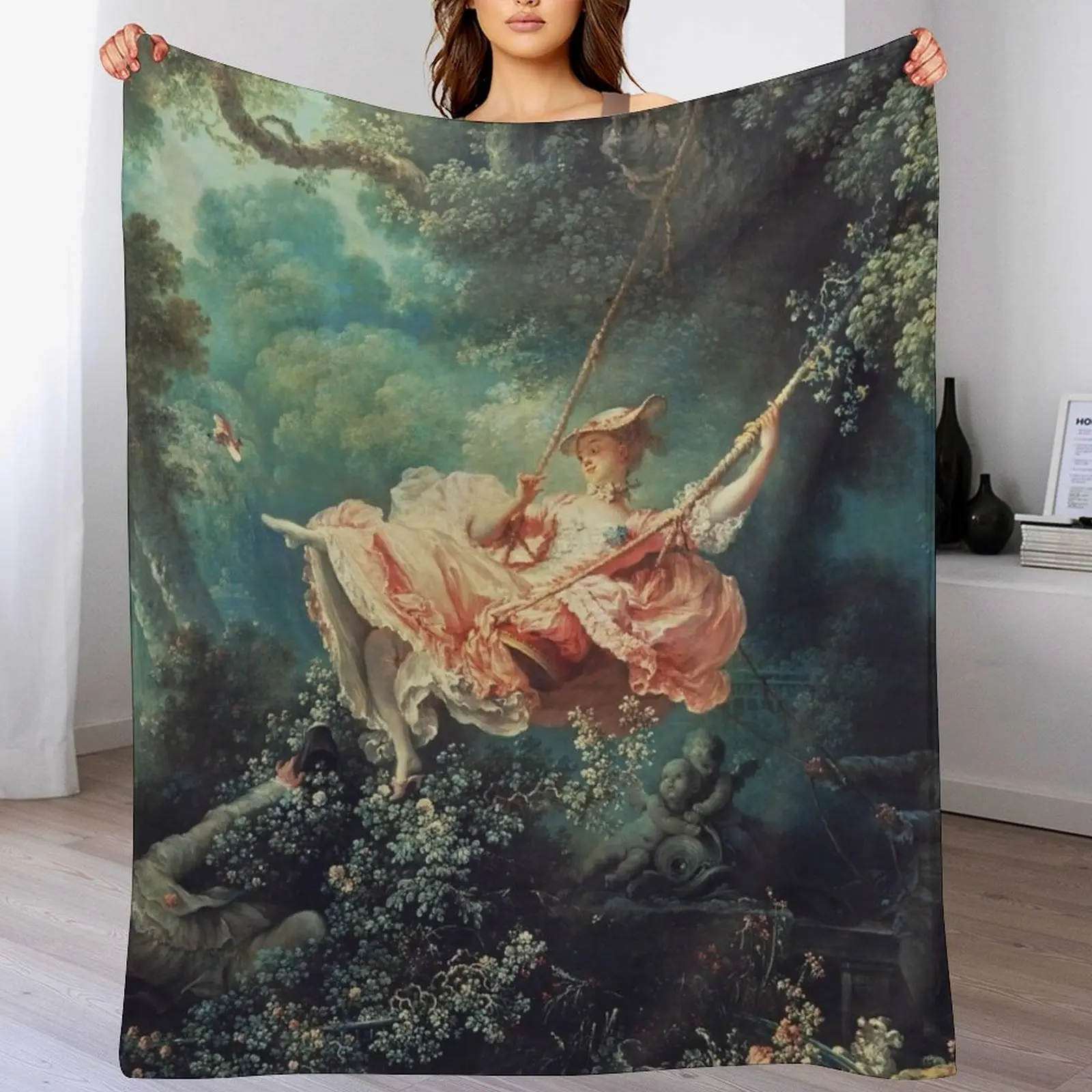 Jean-Honor?? Fragonard - The Swing (L'Escarpolette) (1767) Throw Blanket Hairy For Sofa Thin Blankets