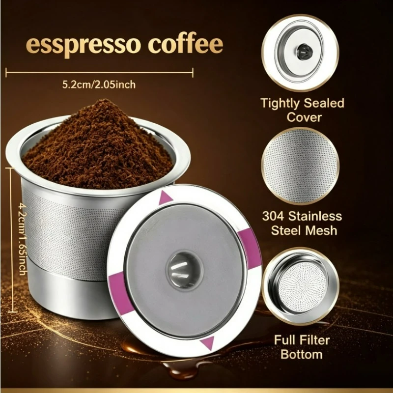 Stainless Steel Reusable K Cups Coffee Pods, Universal Compatibility for Keurig 1.0, 2.0 Single Serve Coffee Makers,(1-4 packs)