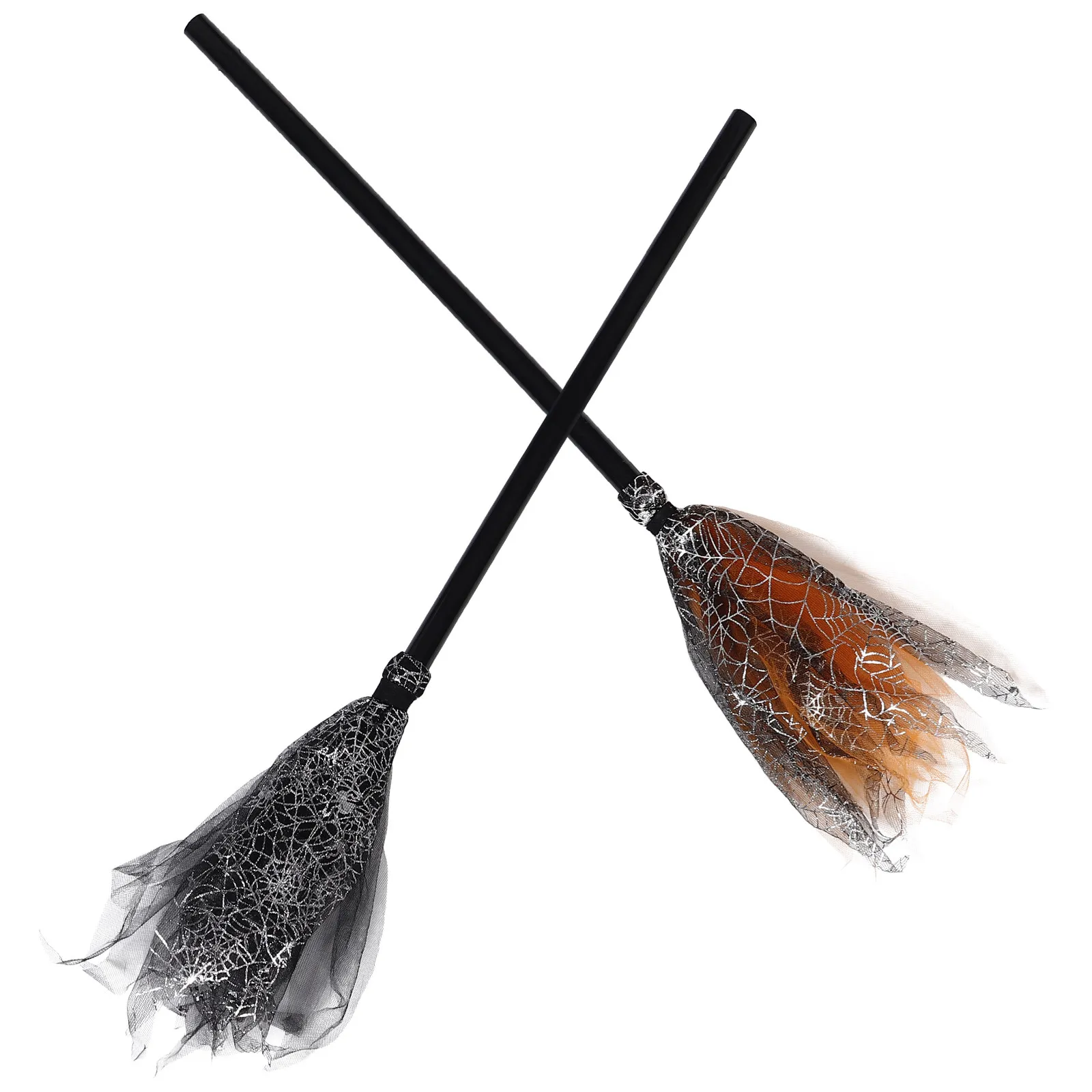 

2Pcs Halloween Witch Broom Plastic Cosplay Prop Sturdy Witch Broomstick Halloween Decoration for Costume Party Masquerade