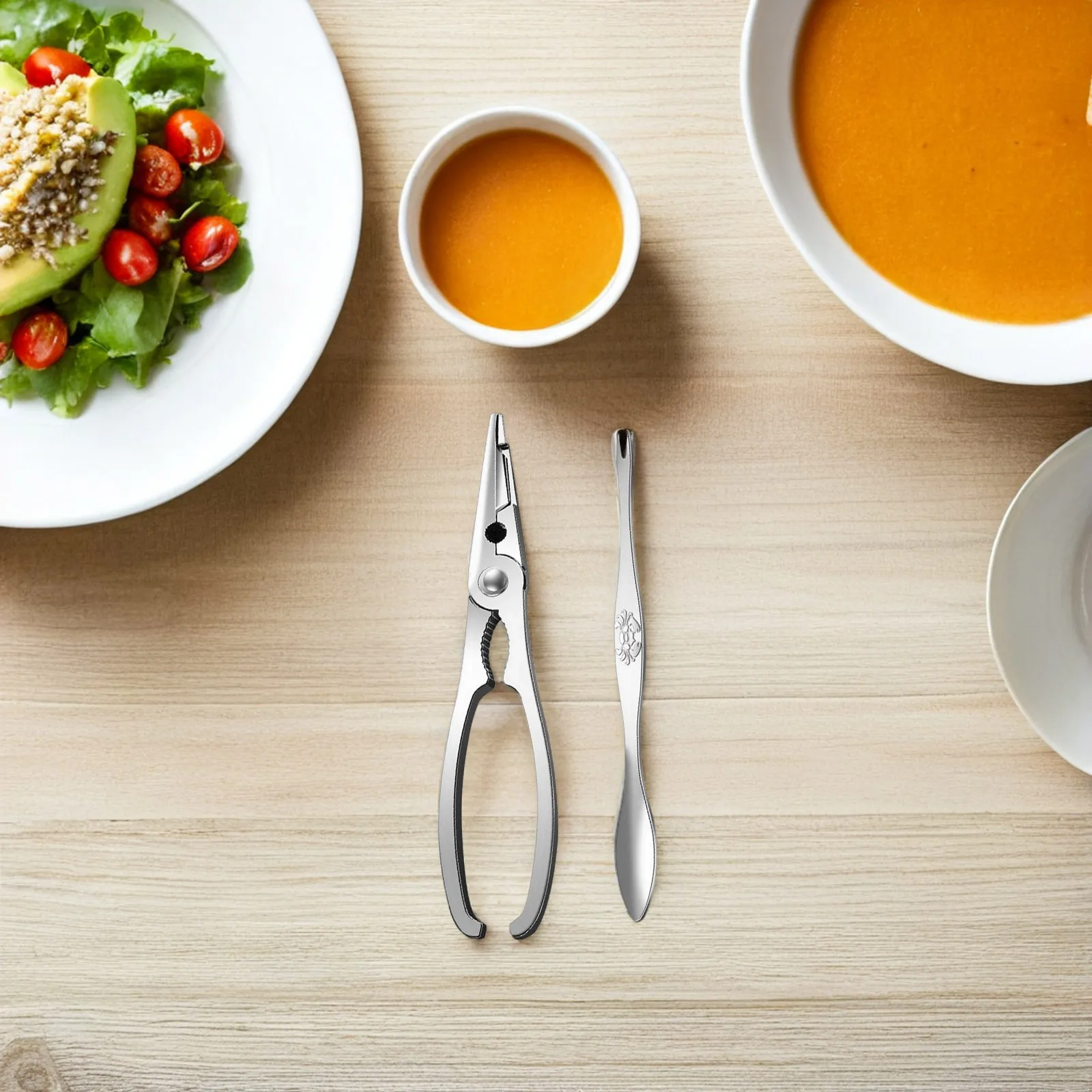 

1Set Crab Peeling Tool Sturdy Stainless Steel Crab Shear Seafood Shell Opener Comfortable Handle Party Kitchen Tool