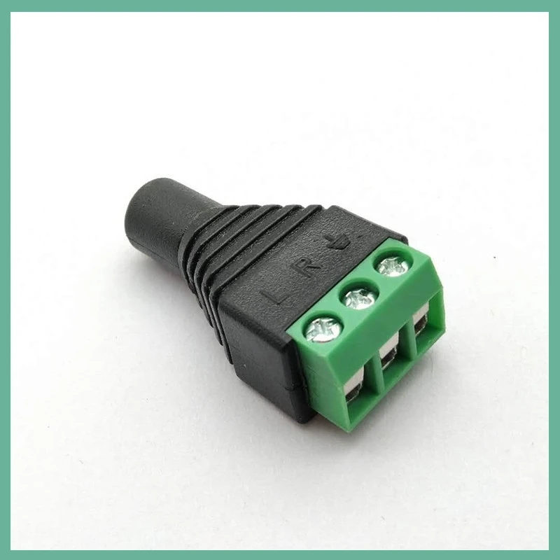 3.5mm DC Female Head To 3-pin Terminal Adapter Plug, Green Connector Dual Channel Stereo Audio Transmission Connector E3